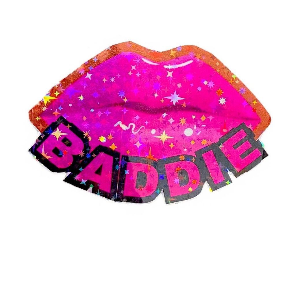 Pink and Black Baddie Lips Sticker Design